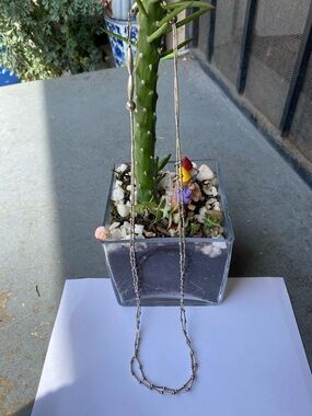 Sterling Silver Long Link Necklace - Silver Tone